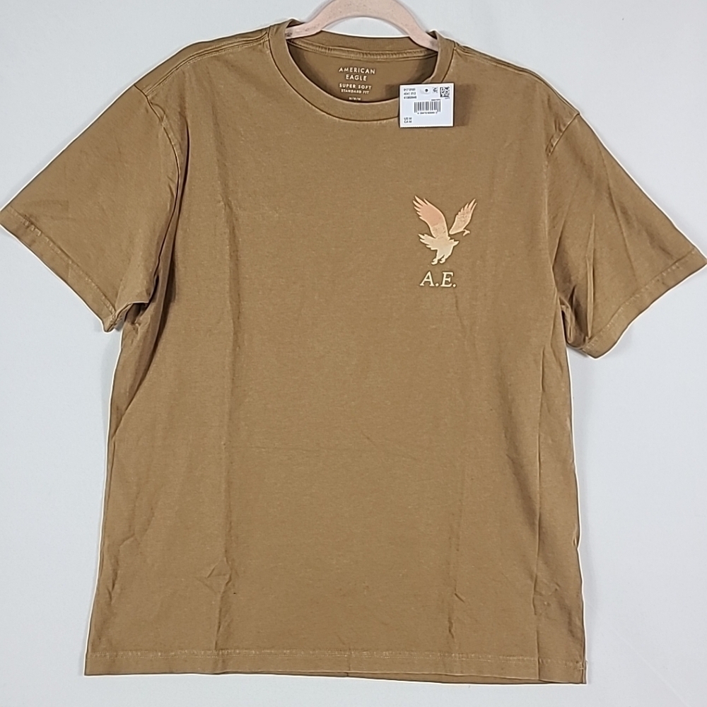 NWT American Eagle Women's Short Sleeve Brown Peach 1977 T-shirt Sz XL